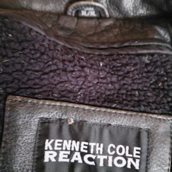 Kenneth Black Distressed Leather Moto Coat Jacket - Size XL  As-Is - Picture 2 of 6
